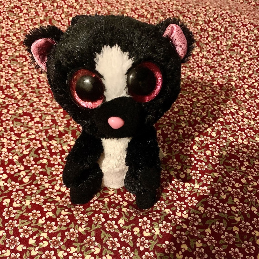 TY Beanie Boos - FLORA the Skunk (Glitter Eyes) Small 6" Plush